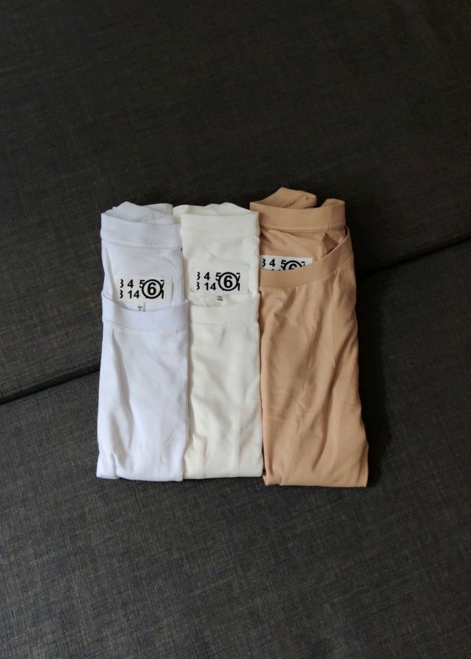 Maison Margiela MM6 T-Shirt Set Damen L Neu Weiß Beige Stickerei in München