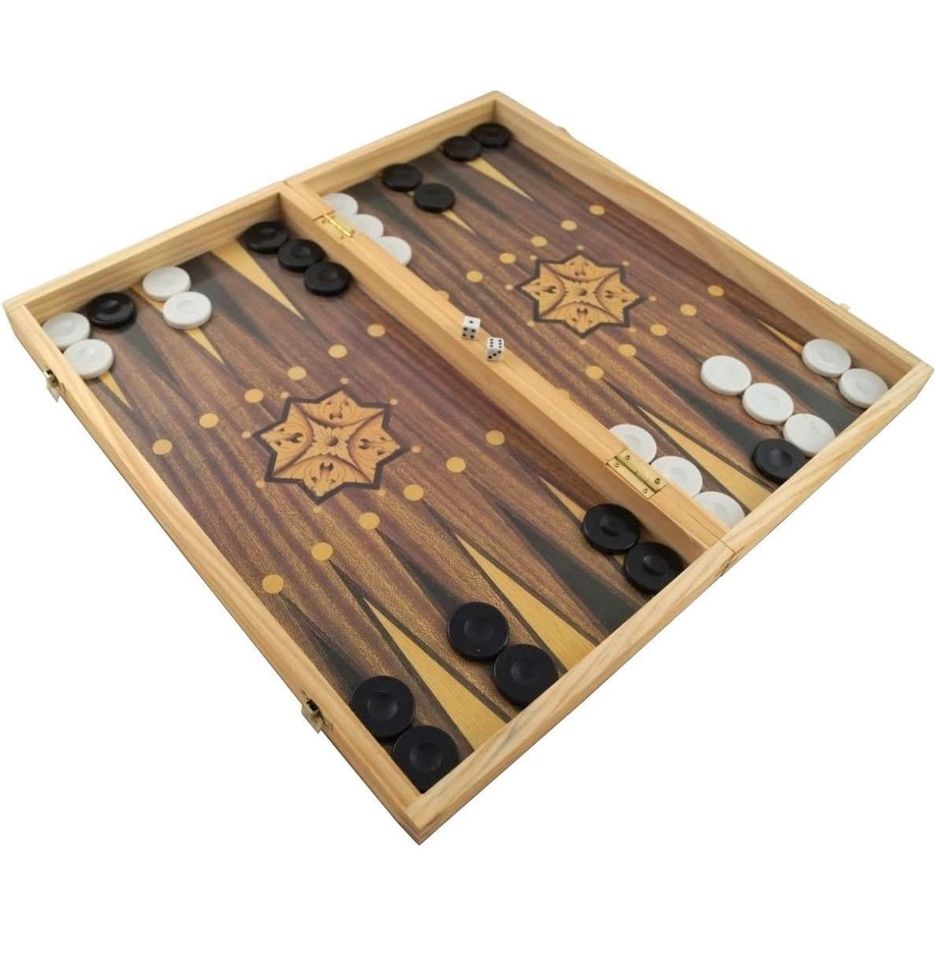 Deluxe Holz Backgammon Set  - inklusive Schachbrett in Stuttgart