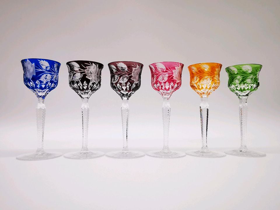 Selten 6x Römer-gläser bunt geschliffen Likörgläser Schnaps-glas in Herne