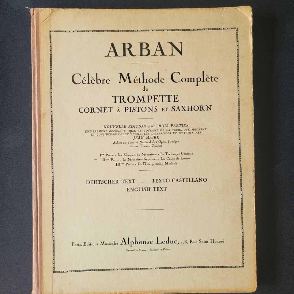 ARBAN Schule 2,Jahre 1956 Trompete, Flügelhorn, Tenorhorn, Cornet in Werneck