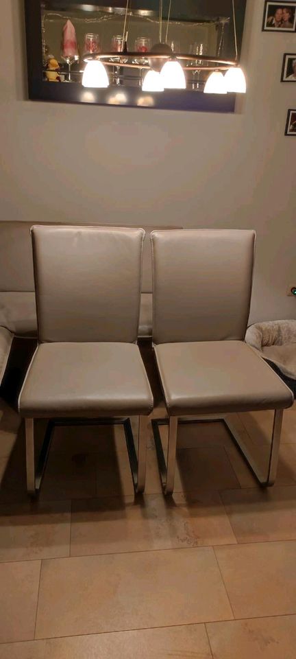 Esszimmer Leder Eckbank in grau mit 2 Stühle gebraucht 4 JahreAlt in Castrop-Rauxel
