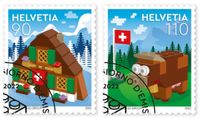 Lego Briefmarken Schweiz CH Chalet Kuh - Sonderstempel Niedersachsen - Göttingen Vorschau