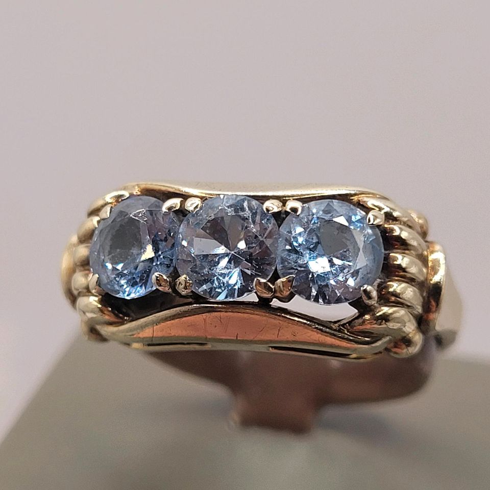 ❤ Antiker Art Deco Ring aus 333er gelbgold und blauem Spinell in Essen