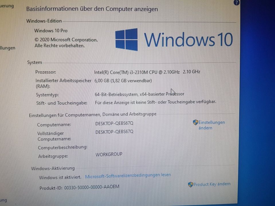 PC Intel Core i3-2310M, 6GB DDR3, 500GB HDD, Intel HD, Win 10 Pro in Hannover