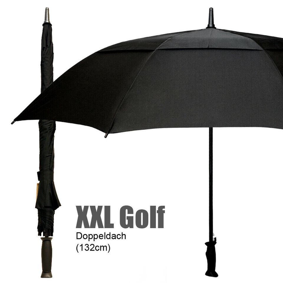 Regenschirm XXLGolf 132cm Doppeldach Sturmschutz Windproof in Berlin