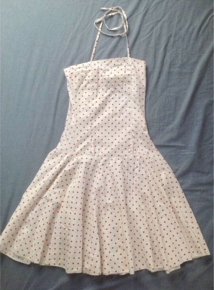 Vintage Sommerkleid Punkte Polkadot Rockabilly Bandeau Retro 34 in Leipzig