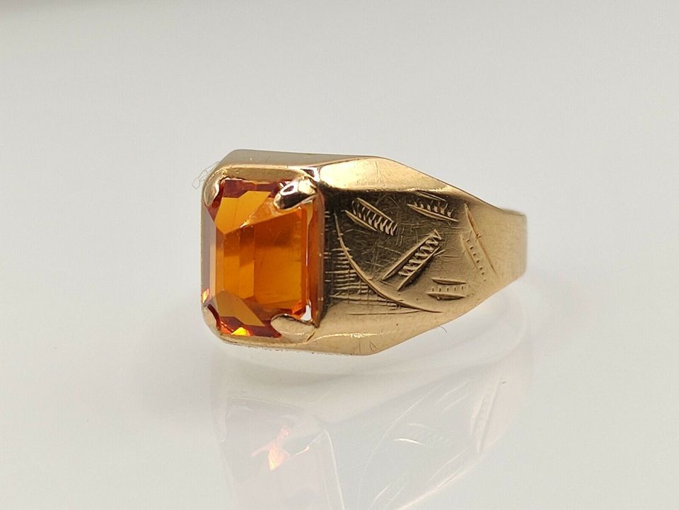 Antiker Jugendstil Madeira Citrin Ring 750er Gold 18 k in Reinstorf