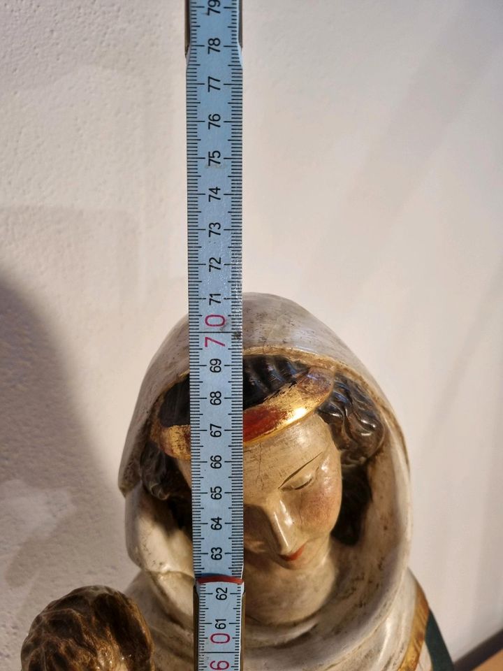 HEILIGE MARIA MUTTER GOTTES HEILIGENFIGUR HOLZFIGUR BLATTGOLD ALT in Kumhausen