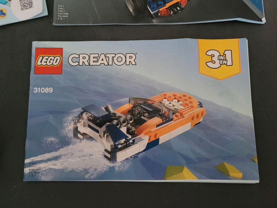 Lego 31089 Creator 3 in 1 Sportwagen, Rennwagen, Boot in Arendsee (Altmark)