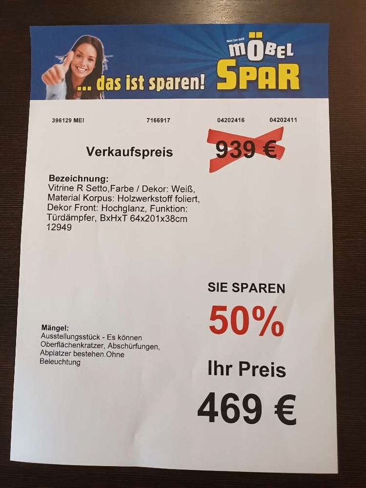 Vitrine R Setto, Weiß, statt 939€ in Meißen