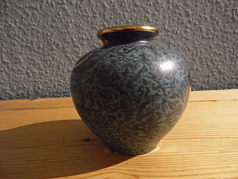 seltene Jasba Vase in grün und Goldstreifen in Fritzlar