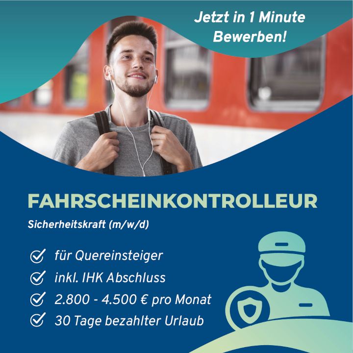 Quereinsteiger|Fahrkartenkontrolleur(m/w/d)|Security Job | 3.450€ in München