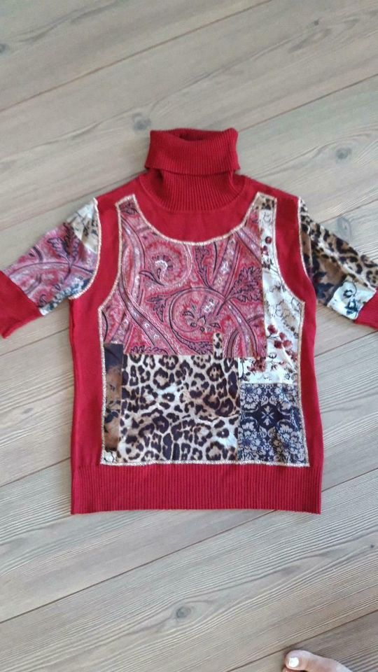 Edler Kurzarm Pullover rot Material Mix Gr.S sehr gutes Material in Karlshuld