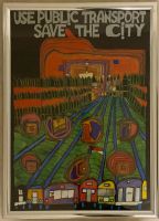 Kunstdruck Hundertwasser SAVE THE CITY hochwertiger Rahmen Bild Hessen - Kassel Vorschau