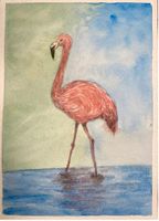 Aquarell Bild Vogel Flamingo 10x15cm Pankow - Prenzlauer Berg Vorschau