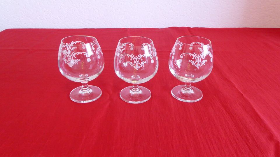 Glas Antik 3 St Whisky-Schwenker Emaille-Dekor zarte Whisky-Gläse in Flintbek