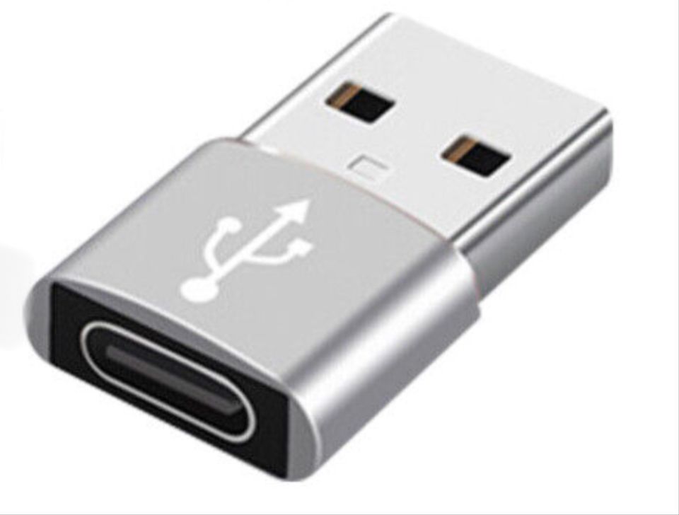 USB-A auf USB-C Adapter Stecker Konverter, Farbe: silber in Neulewin