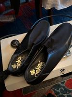Lederschuhe schwarz mit Stoffeinsatz Berlin - Neukölln Vorschau