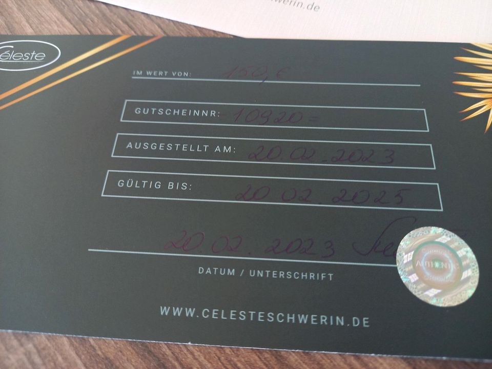 Gutschein Celeste Schwerin 150€ in Zarrentin