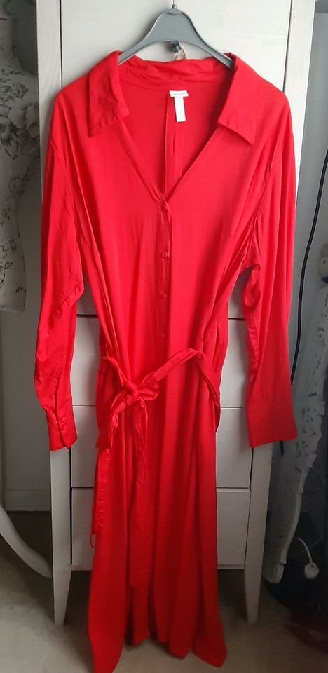 H&M Blusenkleid, Kleid mit Bindegürtel, orange, neu, XL in Glinde