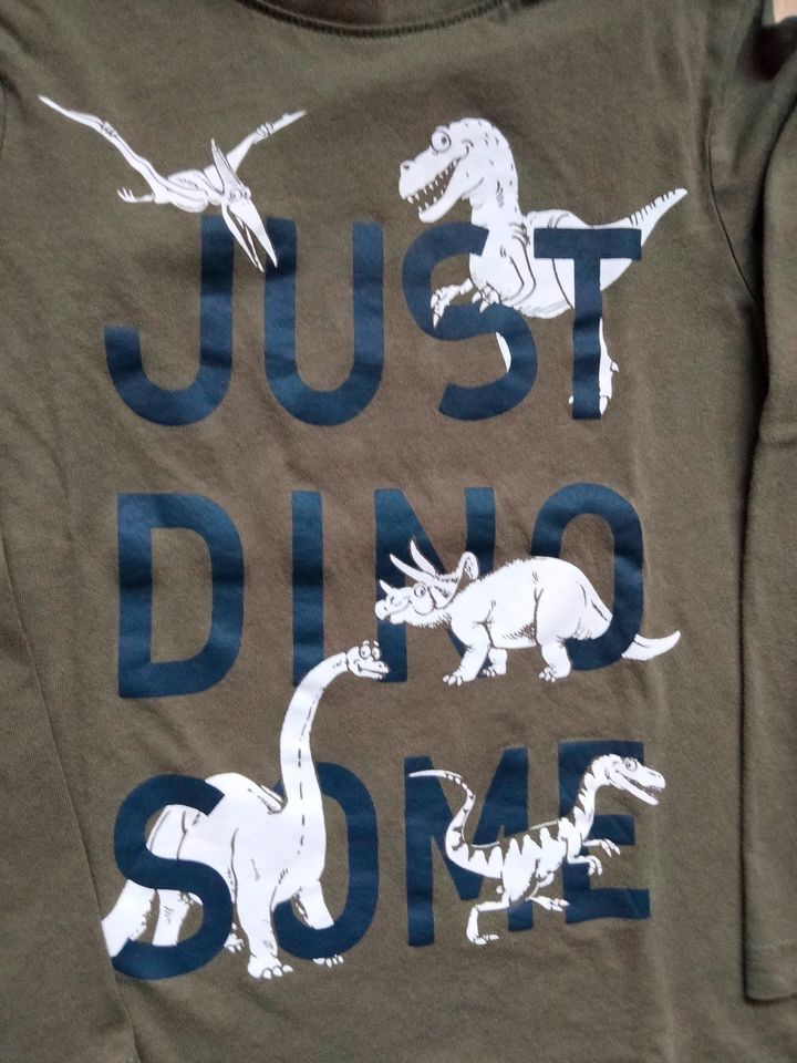 2er-Set  Dino Langarmshirt Jungen Gr.116 grau/grün 1A in Radegast