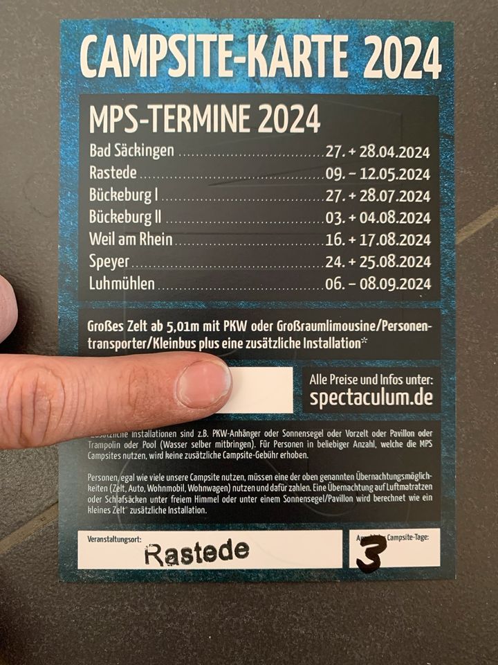 MPS 2024 Rastede Campsite Camping Ticket ab 5m in Rastede