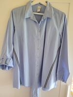 Bluse Gina 42 XL blau weiß gestreift Binden Gallonstreifen Niedersachsen - Ihlow Vorschau