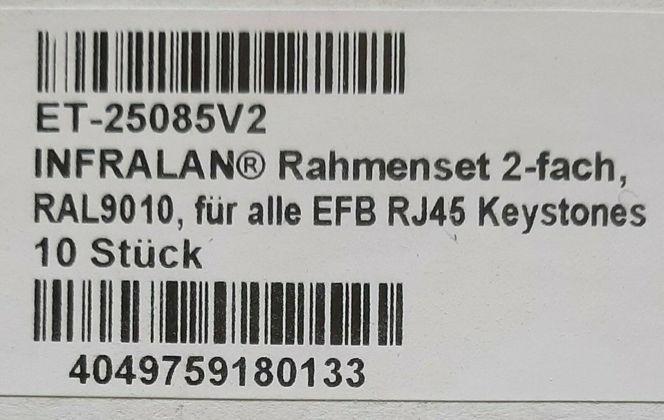 Infralan Rahmenset 2-fach ET-25085V2 RAL9010 - NEU 20 Stück in Eiselfing