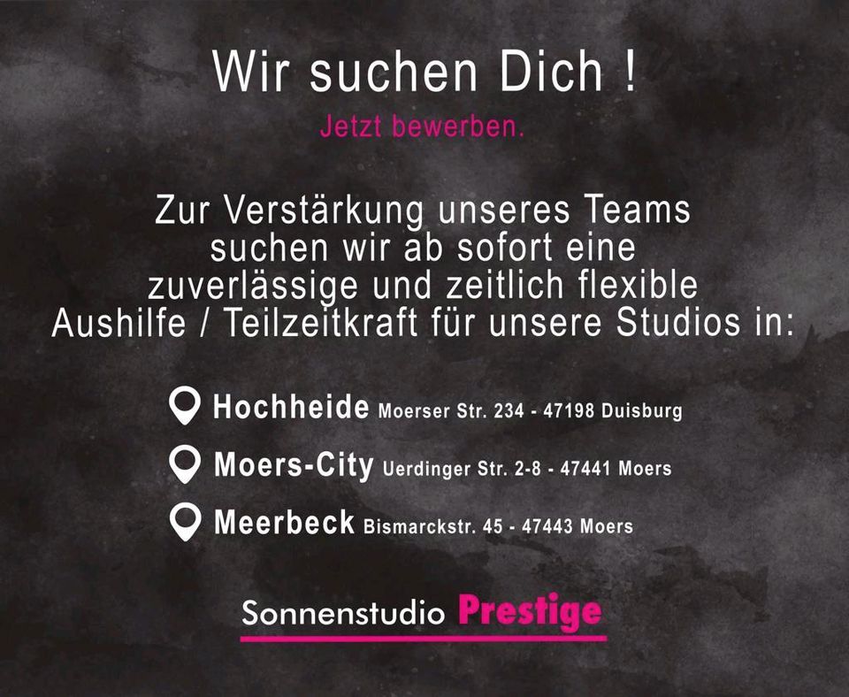 Sonnenstudio Prestige bietet Aushilfe & Teilzeitkraft an in Duisburg