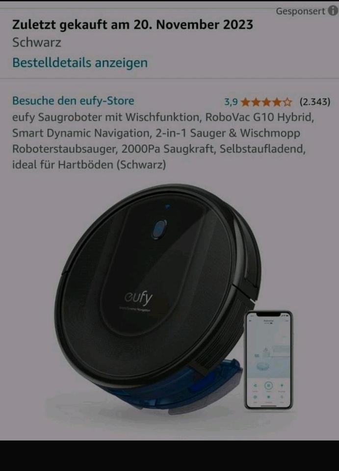 eufy Saugroboter mit Wischfunktion, RoboVac G10 Hybrid in Kümmersbruck