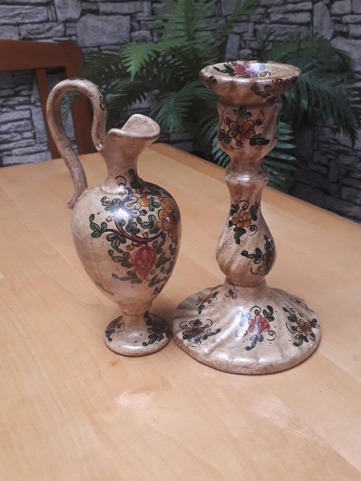 Biagioli cm Gubbio Vase + Kerzenhalter Italien Keramik in Leutesdorf