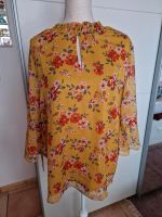 Chiffon Bluse 3/4 schnür Ärmel blumen senfgelb 42 Bayern - Erlenbach am Main  Vorschau