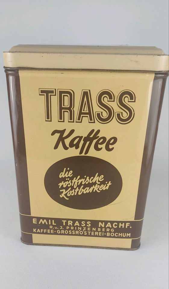 TRASS Kaffee Rösterrei Bochum Blechdose Reklame Werbung 50er in Herne