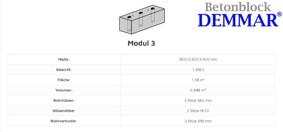 Demmel Multibloc-System® Modul 3 C25/30 Betonstein Betonblock in Wolnzach