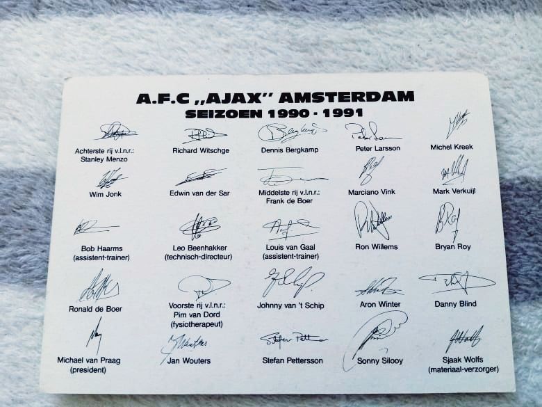 über 30 Jahre alte AFC Ajax Amsterdam Mannschaftskarte in Oranienburg