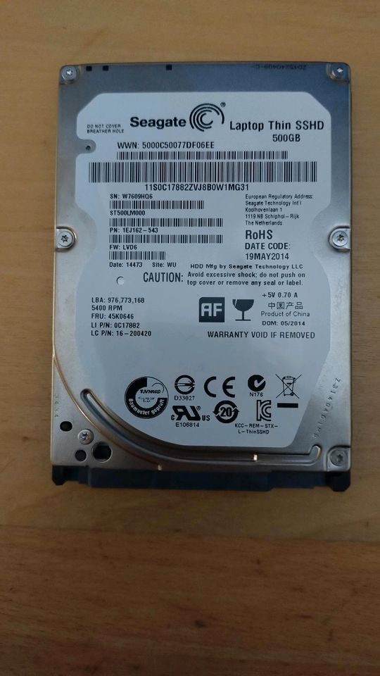 Seagate Laptop Thin SSDH 500GB Hybrid - Festplatten 2,5 Zoll in Hannover