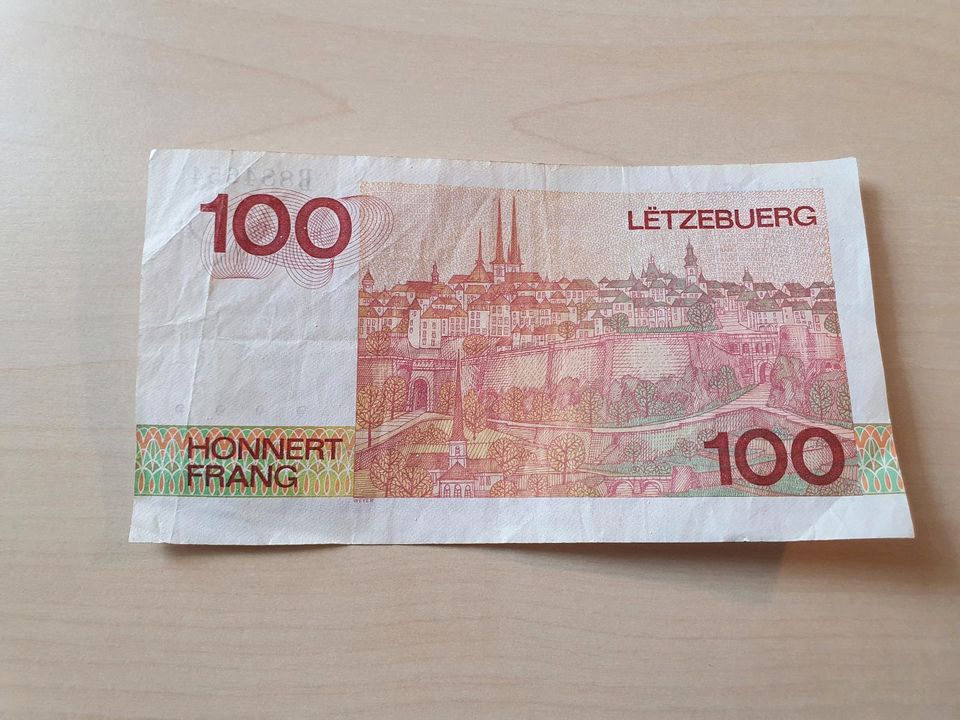 Banknote 100 Luxemburger Franken Luxembourg Franc Note Bill in Bous