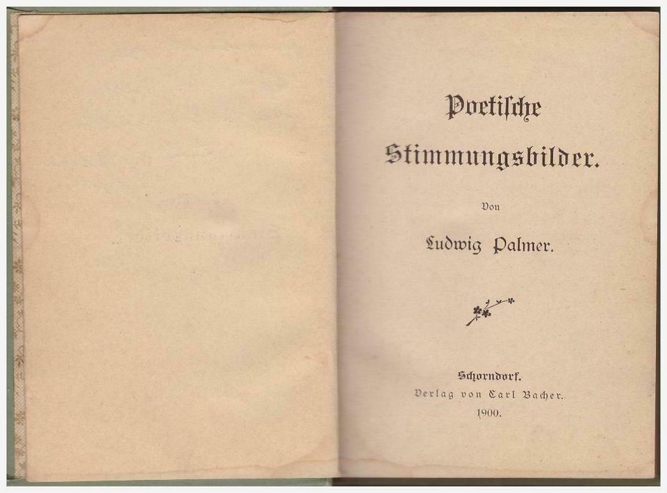 Ludwig Palmer Poetische Stimmungsbilder Gedichte in Stutzenklinge
