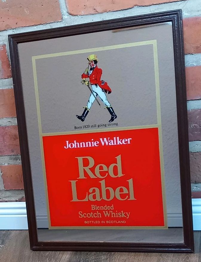 Johnnie Walker Werbespiegel,Wandspiegel, Spiegelbild in Goldberg