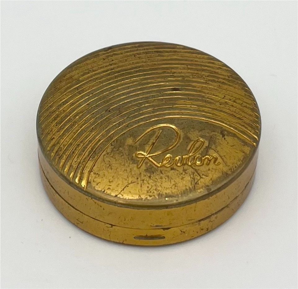 Vintage Puderdose Revlon New York USA Gold Pillendose Schmuckbox in Schwerin