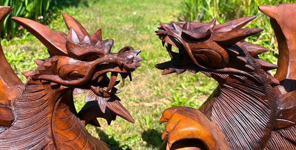 Drachen 42cm Flügel Bali Holzdrachen Holz Balidrachen Lindwurm in Essen