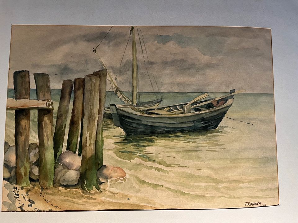 Gerhard Franke Meer Boote Zeichnungen Aquarell DDR VBK Kunst in Berlin