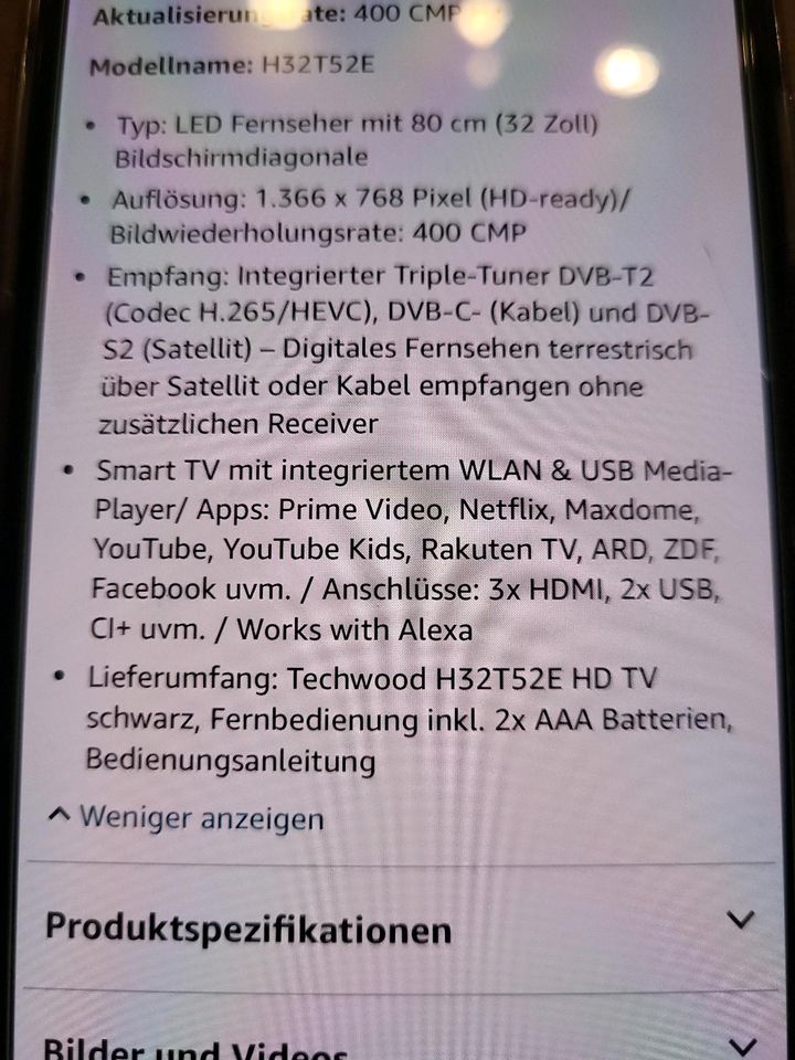 32 Zoll Techwood Fernseher in Springe