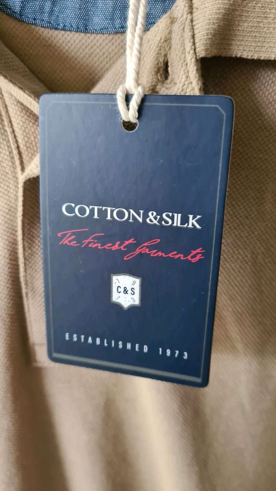 Beige Poloshirt Langarmshirt von cotton & silk in Halle