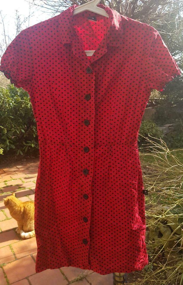 Beauty Find UK Kleid rot Punkte Puffärmel Dots in Bamberg