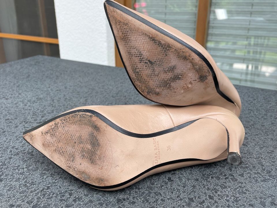 Pumps High Heels Zara Basic nude beige Größe 36 in Kirchseeon