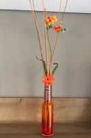 Glas-Vase orange mit Dekoration 27 cm Bayern - Burgau Vorschau