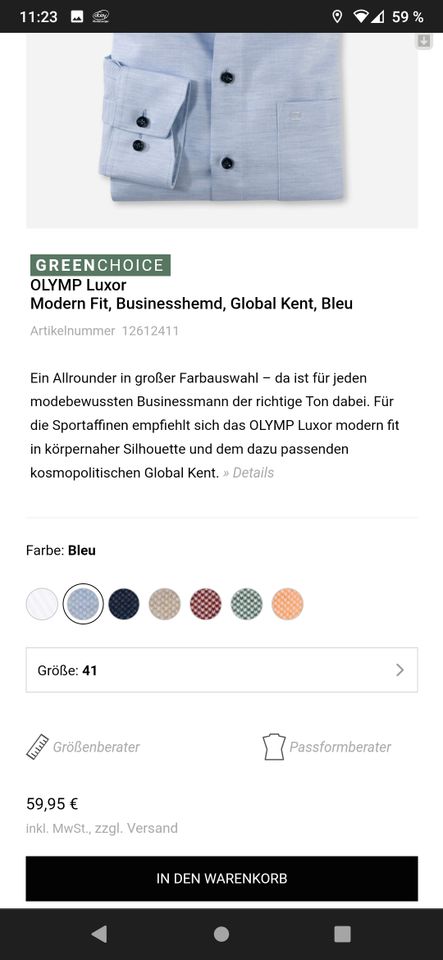 Olymp Hemd Gr. 41 Modern Fit Businesshemd NEU+OVP, P.je Stück in Bad Salzdetfurth