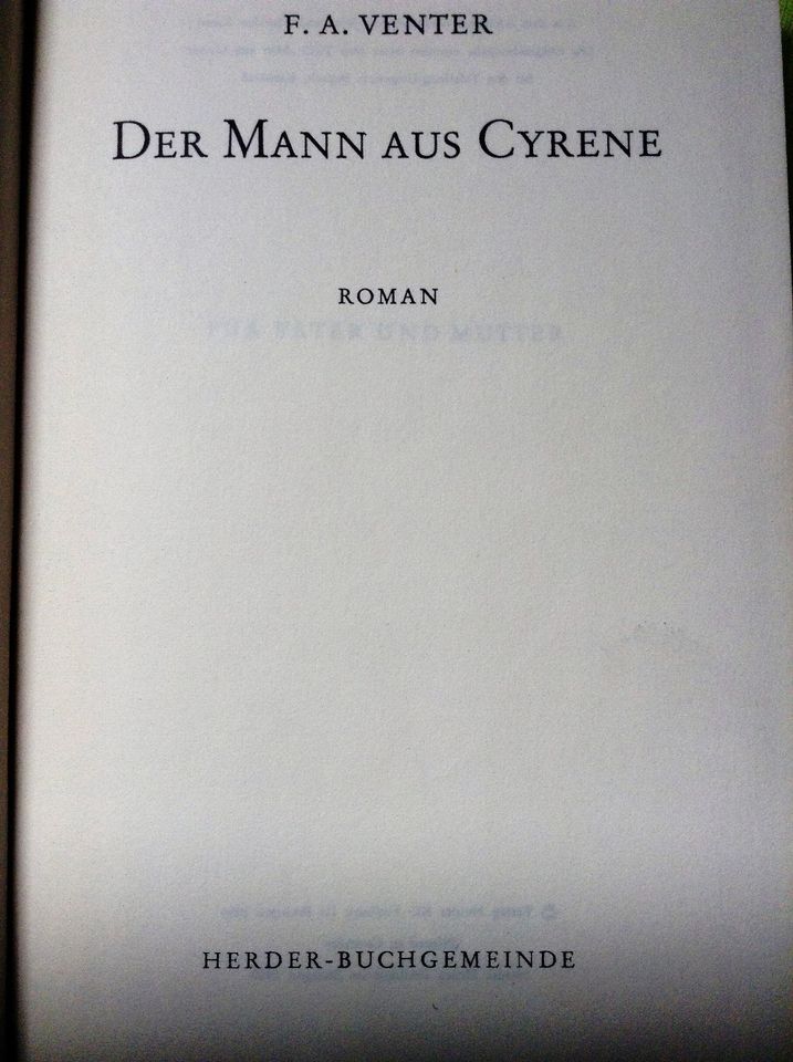 F.A.Venter - Der Mann aus Cyrene - Roman,Preis 1,50€ in Zeitlofs