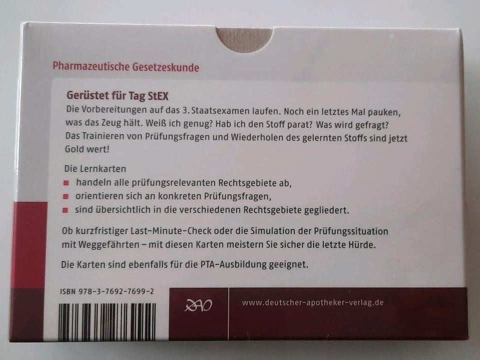 Last Minute Check Pharmazeutische Gesetzeskunde Karteikarten in Tübingen